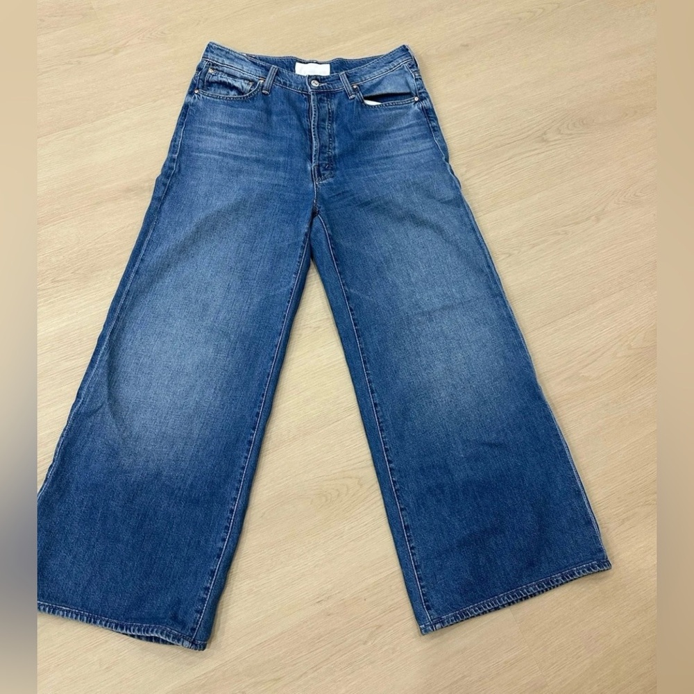MOTHER Ditcher Roller Sneak Wide-Leg Jeans in Heart Throb Size 30
